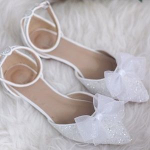 Women Wedding Shoes Glitter Pointy Toe Flats with